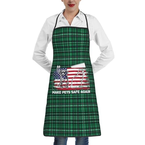 nopicsn Make Pets Safe Again Apron for cooking with Pockets Women Men Kitchen Chef Funny Aprons