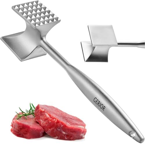 Meat Mallet Tenderizer Tool - Stainless Steel Chicken Hammer Flattener, Pounder for Kitchen, Food, Cooking - Dishwasher Safe Meat Beater