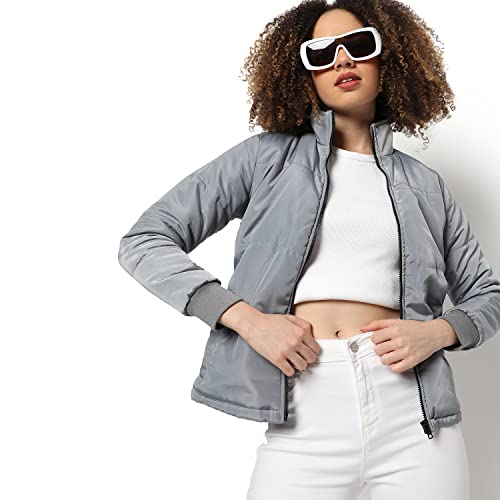 Image of PINACOLADA Women's Puffer Regular Fit Bomber Jacket For Winter Wear | Standing Collar | Full Sleeve | Zipper | Casual Jacket For Woman & Girl | Western Stylish Jacket For Women