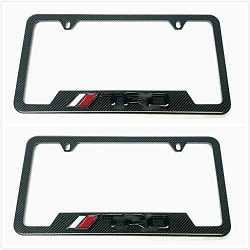 2PCS 3D Emblem TR Stainless Steel License Plate Frame Cover Holder Fortoyota Carbon Fiber Sport