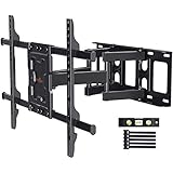 Perlegear Full Motion TV Wall Mount Bracket Dual Articulating Arms Swivels Tilts Rotation for Most 37-75 Inch LED, LCD, OLED Flat Curved TVs, Holds up to 132lbs, Max VESA 600x400mm