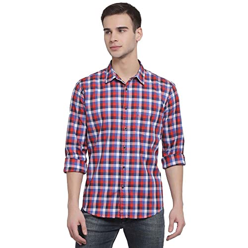 Image of Pepe Checks Cotton Stretch Regular Fit Mens Casual Shirt (A21MARCUSIPRED-P)