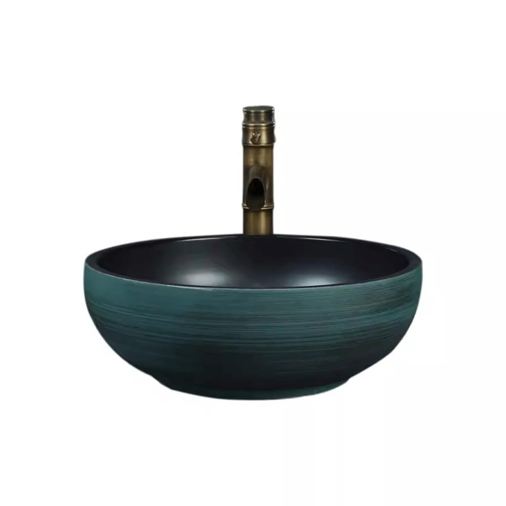 Hpthly A Bathroom Sink Courtyard Ceramic Rt Countertop Basin Creative Countertop Wash Basin Outdoor Bathroom Basin Wash Basin Vessel Sinks (A)