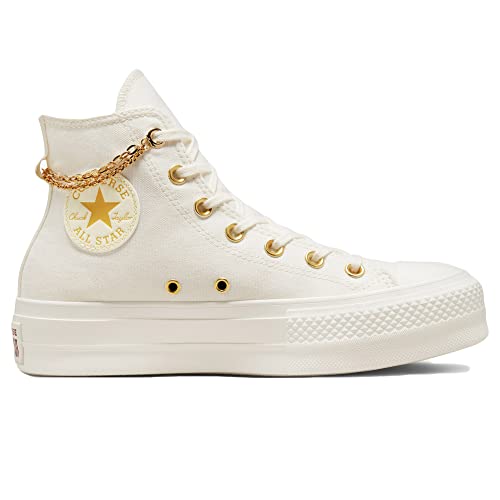 Converse Chuck Taylor All Star Lift High Top Womens Shoes Size 9.5, Color: Egret/Thriftshop Yellow-White2