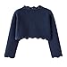 Girls Cropped Cardigan Sweaters Long Sleeve Cable Knit One Button Open Front Lightweight Cover Up (Dark Blue, 7-8 Years)