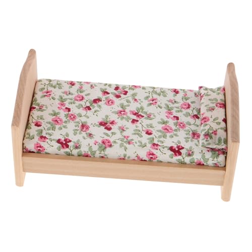 Bett Für Puppenhaus Ibasenice Mini-Puppenhaus-Bettwäsche – Kissen & Decke Für 6-Zoll-Puppen Puppenbett Holz