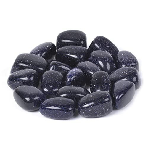 Image of 1 /2LB Large Synthetic Blue Goldstone Tumbled Stone Specimen Collection Pocket Worry Healing Crystal