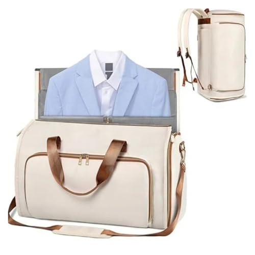 Travel Suit Bag Convertible Garment Bag Wearable Folding Storage Hanging Clothes(BEIGE)