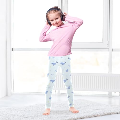 Cute Cartoon Blue Whale Girls Leggings Soft Comfortable Athletic Leggings Dancing Pants for 4-10 Years4