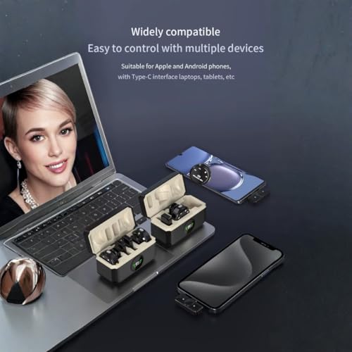 Image of GADGETSWEAR 3-in-1 Wireless Lavalier Microphone for Android, Collar Mic with USB-C, Plug, Furry Windscreens, Noise Cancellation, Vlogging, YouTube, Interviews, Podcast (Q8)