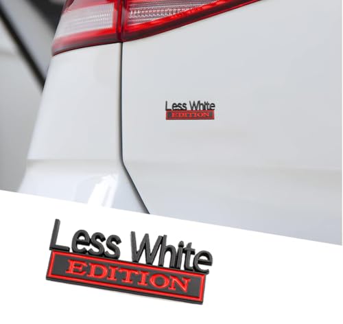 image for CARRUN 2 Pcs Less White Edition Emblem Car Side Rear Front Hood Trunk 