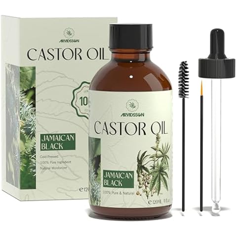 ARVIDSSON Jamaican Black Castor Oil for Hair Growth, Eyelashes and Eyebrows 100% Pure Cold Pressed Castor Oil, Hair Oil, Body Oil, Skin & Scalp Moisturizer Cover