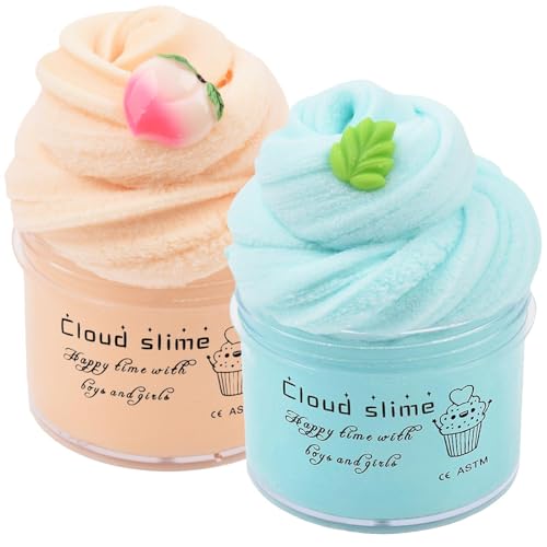 Cloud Slime Kit 2 Pack Non-Sticky DIY Slime Stress Relief Toy ASMR Sensory Toys Party Favors for Girl Boys 6 7 8 9 10 11 12
