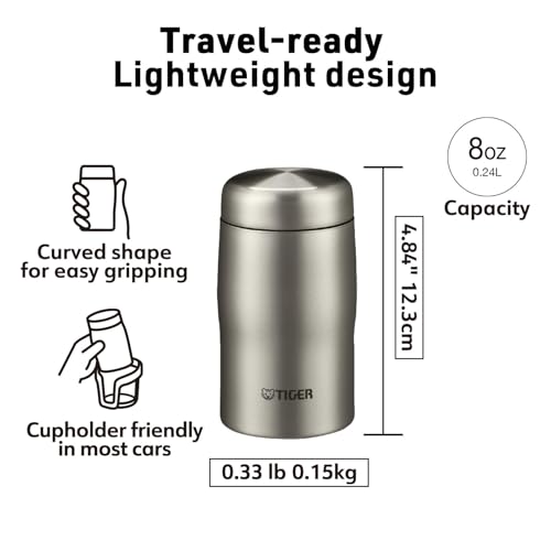 TIGER Made in Japan Vacuum Insulated Stainless Steel Water Bottle, 8 oz (240ml), MJF-A024RF - Dark Red by Tiger - Used condition - Image 4