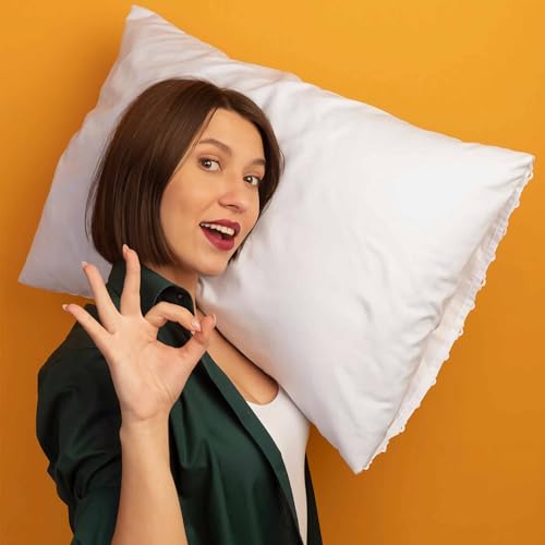 Image of Thin Flat Slim Ultra Soft Bed Pillows Standard Size Set of 2 Pack for Sleeping, Bed Pillow for Stomach Back and Side Sleepers, Machine Washable 20x26 inches