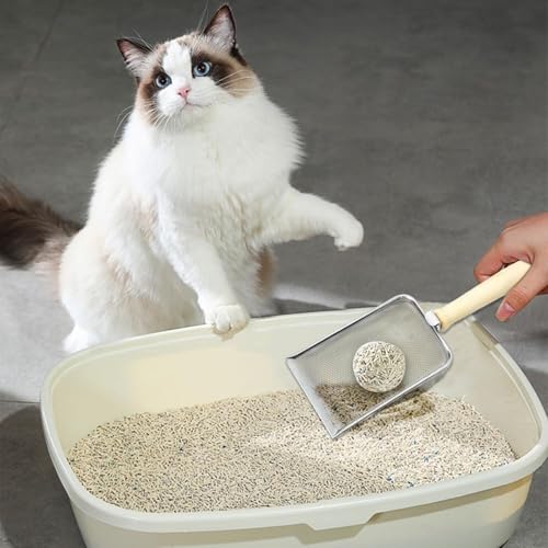 Scooper para caixa de areia, pá para areia de gato - Pá de metal para cocô de gato com alça ergonômi