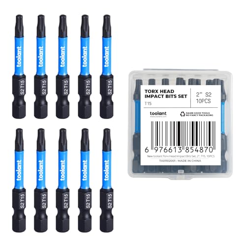 toolant 10PCS T15 2 Impact Torx Bits S2 Steel Security Torx