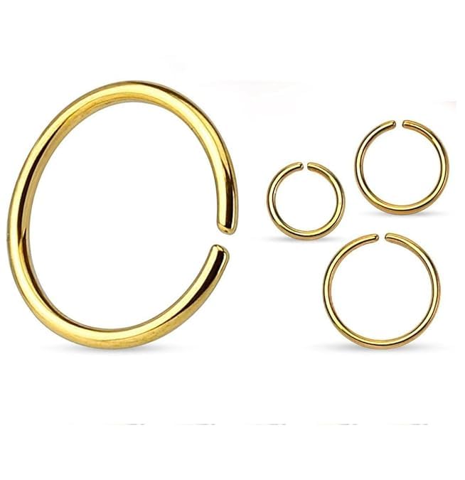 Fictional Accessories Gold Nose Ring Hoop for Women | Plain Round Open Nose Pin | Lightweight Traditional & Modern Nose Jewellery, Lightweight & comfortable for all-day wear. Ideal for women & girls. BUY 4 AND + 1 FREEBIE-image-26