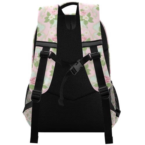 Soft Pink White Rose Flower kids backpack set with large bookbag for 10-12 year old mochilas para ni?as de 12 a?os2
