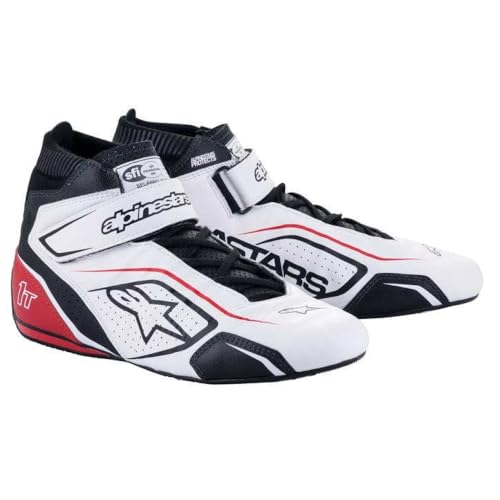 Alpinestars Tech 1-T V3 Driving Shoes SFI - Size 10 - White/Black/Red (2710122-213-10)