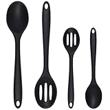 Eolilim 4PC Silicone Spoons, Reusable Cooking Spoons, Small Silicone Spoon Easy to Clean Small Slotted Spoon for Mixing, Baking, Stirring