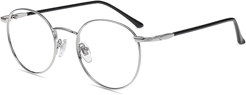 Firmoo Gafas con filtro de luz azul gafas de computadora antifatiga ocular marcos de anteojos de metal plateado para mujereshombres