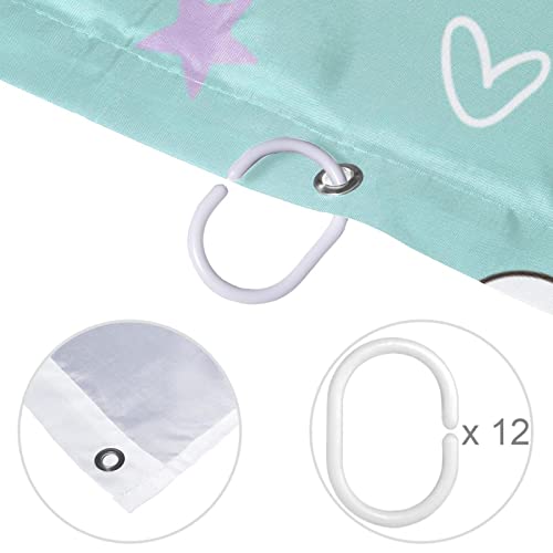 Rideau de douche 60x72 kitty cat unicorn imperméable avec 12 crochets - 5