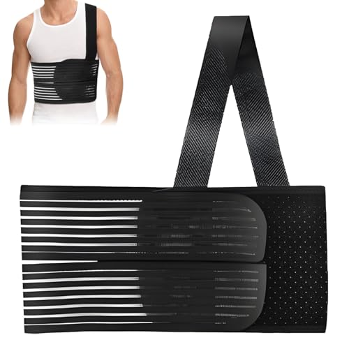 FuxFuis Gebrochene Rippenbandage Elastischer Rippengürtel Rippenbandag Schwarz rippenbandage damen herren Rippengurt Atmungsaktiver Ripp-Brustbandage zum Schutz der Rippen