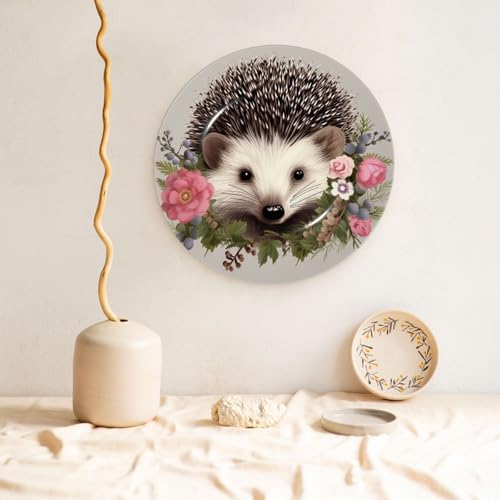 Assiette en porcelaine hérisson couronne florale 20cm - 6