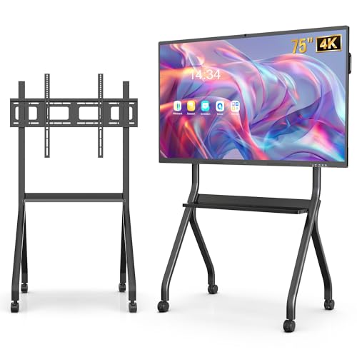 Image of 75 Inch Interactive Whiteboard, 4K Smart Board, Touchscreen Built in Ultra High Definition Camera Open App Ecosystem, Presentation Electronic Smart Board for Classroom Home Office (With Stand)