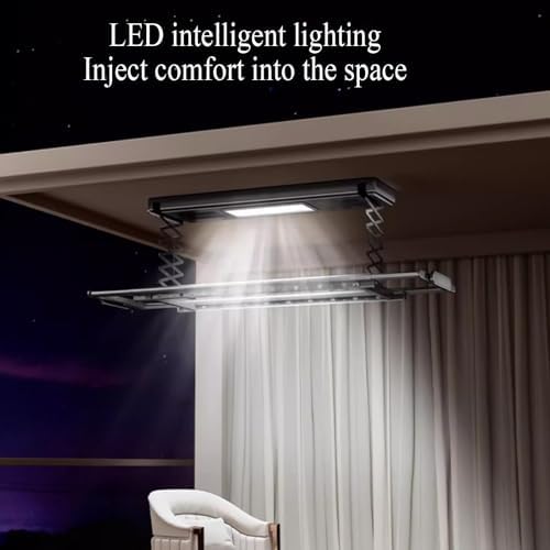 Electric Folding Clothes Drying Rack - 120cm Metal, Telescoping Design, 35kg Capacity, Built-in Heater Fan for Fast Efficient Laundry Drying, Space-Saving Solution