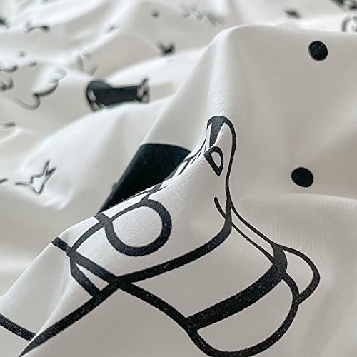 Liwhenhao LWH01 Space Duvet Cover Set 100% Cotton Twin Cartoon Rocket Astronaut Universe Planet Constellation Bedding 1 Black And White Comforter Cover 2 Pillowcases thumb #4