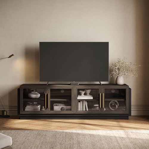 BELLEZE 70" TV Stand for TVs up to 75", Modern TV Cabinet & Entertainment Center with Shelves, Wood Storage Cabinet for Living Room or Bedroom - Brixs