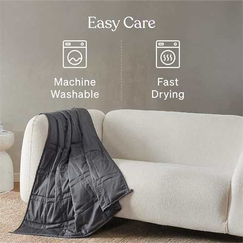 Image of Baloo Weighted Blanket for Adults 12 lb Throw (Midnight, 42 inchx72 inch) | Cool & 100% Cotton | Machine Washable & Dryer Safe | Glass Microbead Fill