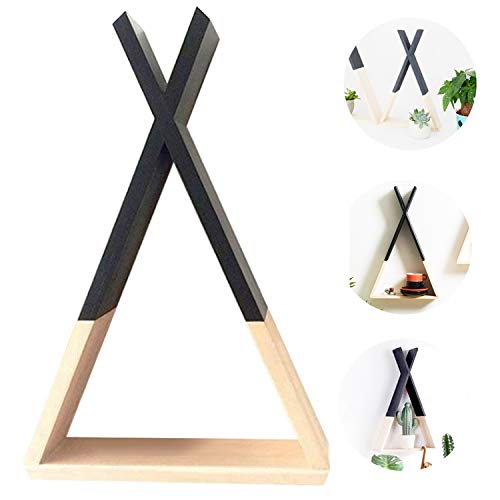 Nacnic - Estantería de Pared Triangulo en Madera Negra- Estante o Balda Flotante para Colgar - Decoración y Almacenaje Nórdico para el Hogar