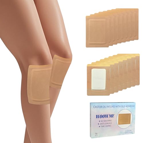 16Pcs Castor Oil Pack Wrap, Disposable Castor Oil Patches Packs with Anti Leakage Cotton Pad for Belly/Feet/Knee (Oils Not Included), 5.1