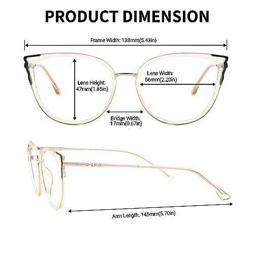 Image of Zeelool Cat Eye Glasses Frame for Women Men, Fashion Eyeglasses with Non-prescription Clear Lens ZJGX338746