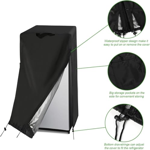 Image of 54W Commercial Refrigerator Cover for 49 Cu Ft Industrial Upright Fridge | 55x33x83,Waterproof Dustproof Heavy Duty Oxford Fabric,for 54 inch W Commercial 49 Cu.ft 2 Door Stainless Steel Freezer Combo