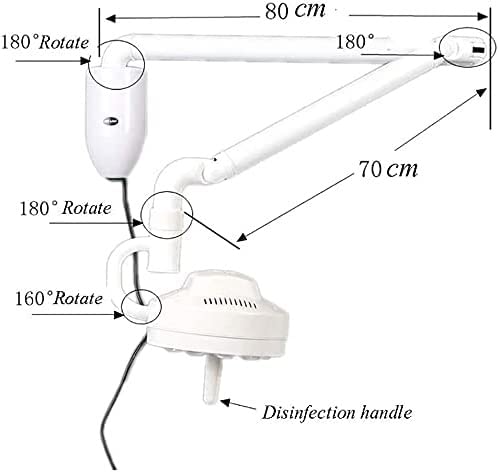 Lampa Zabiegowa Led 30W Do Montażu Sufitowego, Bezcieniowa, Do Gabinetów Stomatologicznych, Laryngologicznych I Kosmetycznych. Ramię Lampy Obracane O 360°,