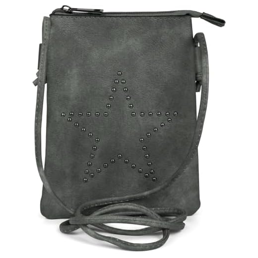 styleBREAKER Mini Sacoche avec découpes en Forme d'étoile, Sac en bandoulière, Sac à Main, Femmes 02012235, Couleur:Gris foncé