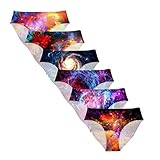 HUGS IDEA Women's Galaxy Underwear Invisibles Hipster Panties Funny Naughty Sexy Briefs 6 Pack L
