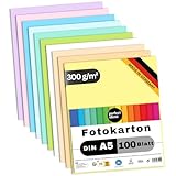 perfect ideaz - 100 Blatt Fotokarton DIN-A5, 10 Farben, 300 g/m², Made in Germany, Blauer Engel zertifiziert