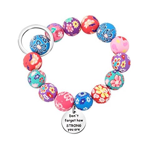 MYOSPARK Elastic Functional Beaded Handsfree Keychain Gift For Outdoor Office (Wrist Keychain Bracelet color) Cover