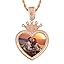0944 RG crown heart pendant with rope chain]