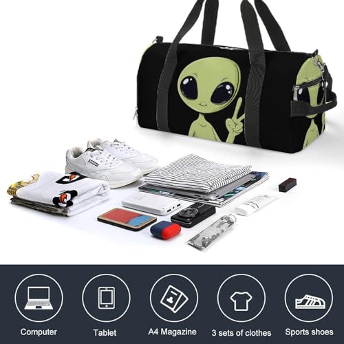 Peace Aliens Mugshot Gym Sport Bag Travel Duffel Bags Tote with Shoe Compartment Water Resistant Pouch Unisex4