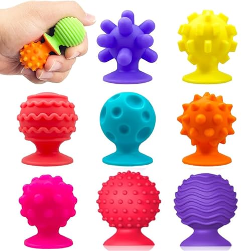 JoyJoyful 8 Stück Fidget Toys Erwachsene Kinder, Sensorik Autismus Antistress Spielzeug, Saugnapf Spielzeug Kinder, Silikon Badewannen Spielzeugs ab 3 Jahre Jungen Mädchen (Farbe ZufäLlig)