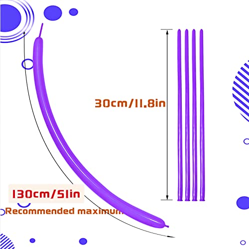 Image of Purple 260 Long Skinny Twisting Animal Balloons, Rainbow Balloons for Animal Shapes Carnival Festival Party Supplies 100pcs