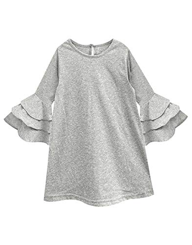 Image of A.T.U.N. (ALL THINGS UBER NICE) Girls Cotton A-Line Knee Length Long Sleeve Casual Dress