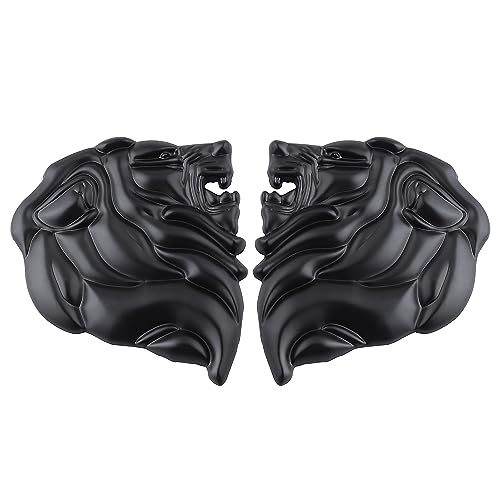 Image of 2PCS Lion Head Metal car Emblem 3D Animal Decoration Metal car Badge Rear car Tail Decoration Sticker (Black)