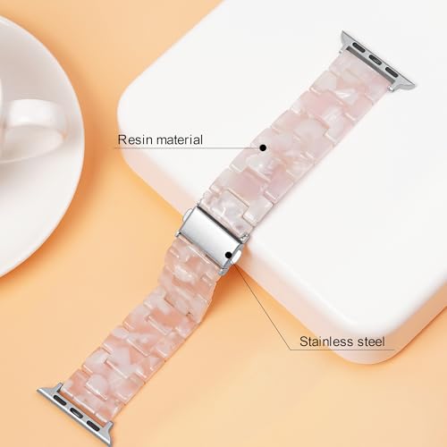 Image of iiteeology Compatible with Apple Watch Band 42mm 41mm 40mm 46mm 45mm 44mm, Light Resin with Stainless Steel Replacement Wristband for iWatch Ultra 3 /Ultra 2 49mm Series 11-1 SE 3